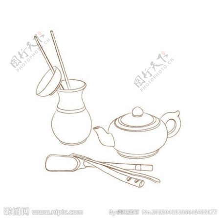 茶具三件套线描图片