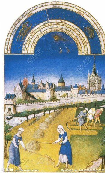 中世纪耕作场景图片