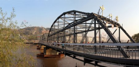 兰州黄河中山桥全景图图片