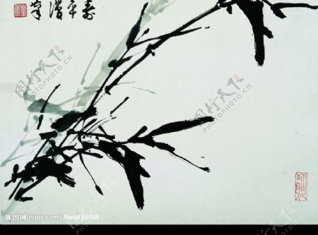 中国近代名画之墨竹图片