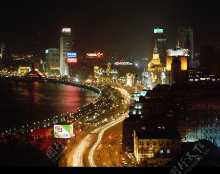 北京建筑夜景道路图片