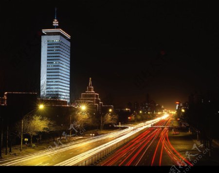 北京夜景夜景道路素材图片