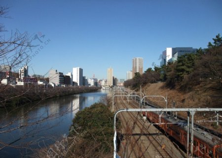 城市铁路河流图片