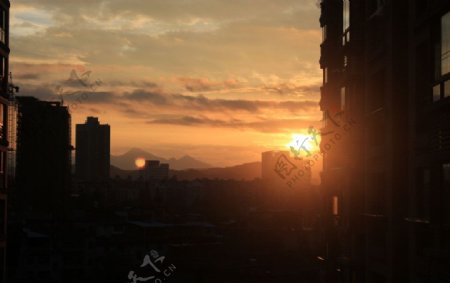 城市夕阳美景图片