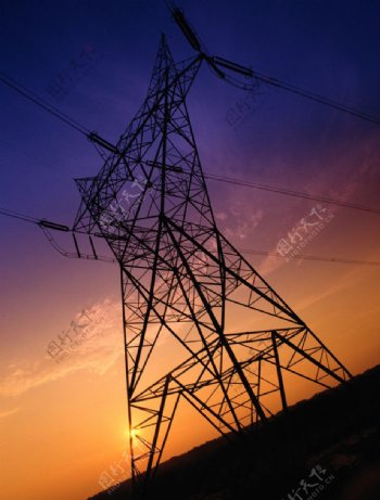 电高压高压电塔夕阳图片