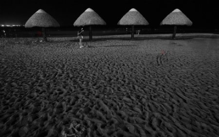 夜色海阳沙滩图片