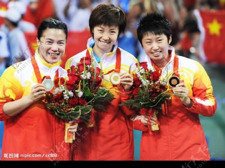 北京奥运会乒乓球女队图片
