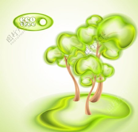 绿树花纹绿色环保背景图片
