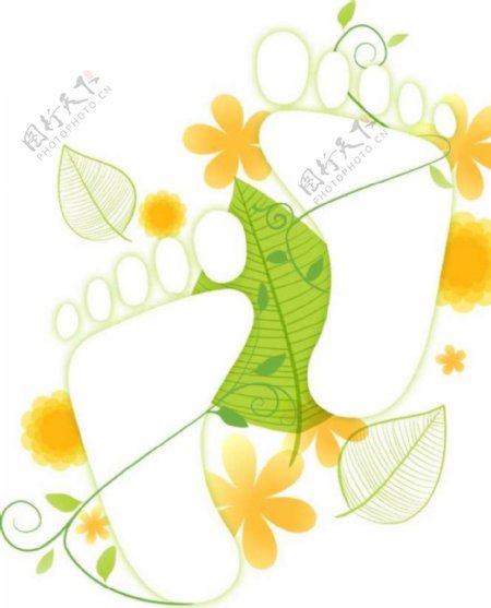 绿叶鲜花背景图片