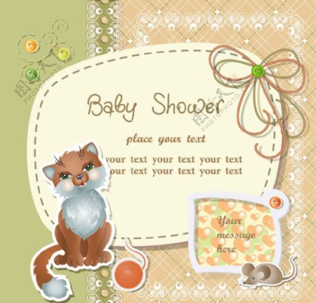 可爱小猫老鼠宝宝贺卡图片
