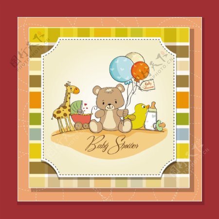 可爱小熊小鹿婴儿宝宝卡片图片