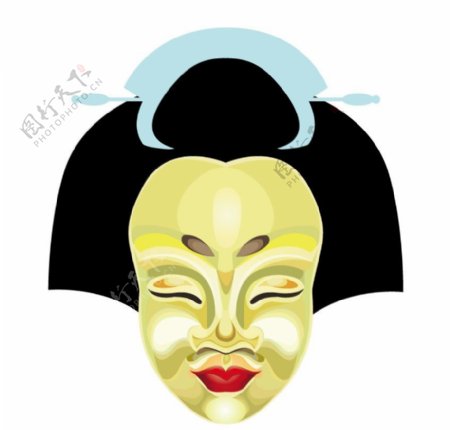 日本传统古典人物艺伎面具图片