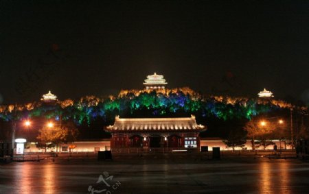 北京景山公园夜景图片