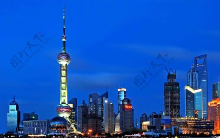 上海浦東陸家嘴沿江建築夜景图片