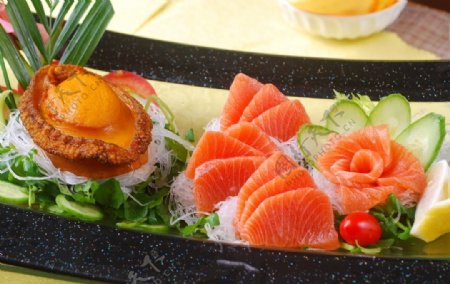 日式冻鲜鲍拼三文鱼图片