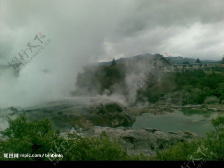 火山温泉图片