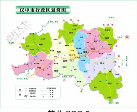 陕西汉中区域行政图图片