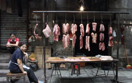 猪肉摊贩图片
