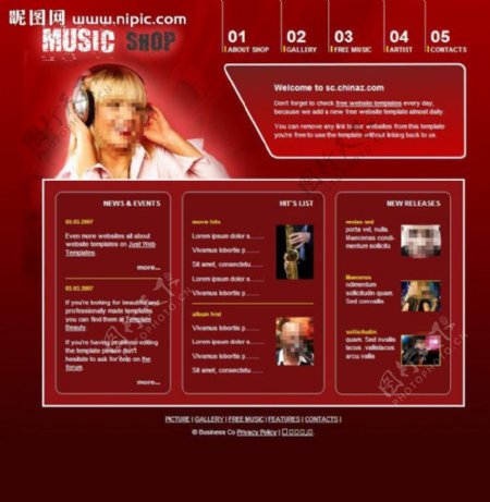 音乐商店网页模板图片