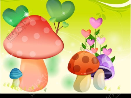 可爱的蘑菇矢量图片