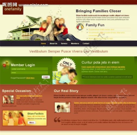 和谐家庭儿童网站模板图片