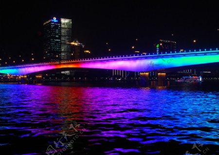 广州江湾大桥夜景图片