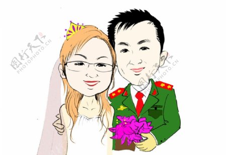 卡通结婚人物图片