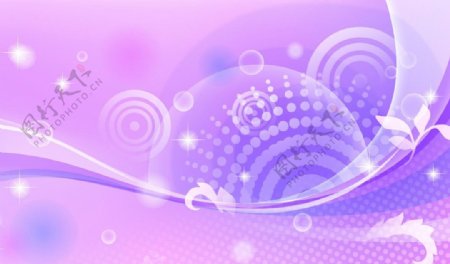 梦幻紫色背景可爱圆环曲线粒子图片