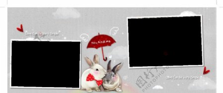 兔子灰色双相框图片