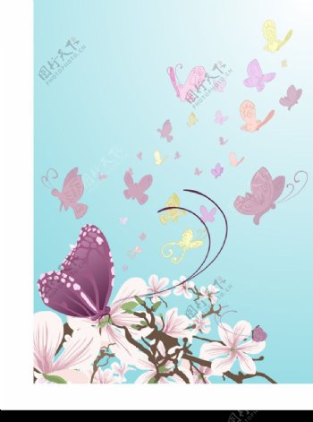 紫色蝴蝶花朵矢量图图片