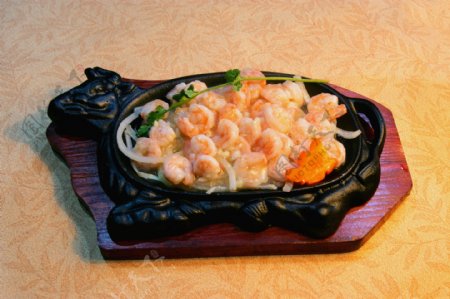 蒜蓉铁板虾图片