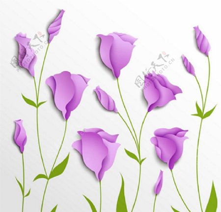 立体花朵矢量紫色花朵剪纸花图片