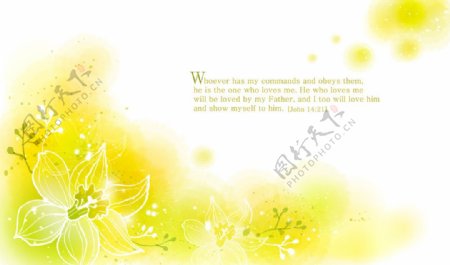 黄色梦幻唯美花朵背景图片