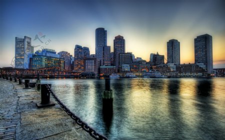 马萨诸塞州波士顿暮色图片