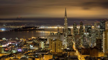 旧金山市中心夜晚俯瞰图片