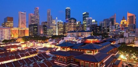 新加坡市中心夜景图片