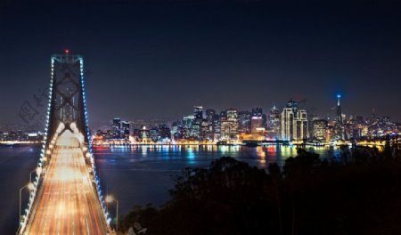 旧金山大桥的夜晚图片