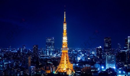 日本东京芝公园港区全景夜景塔图片