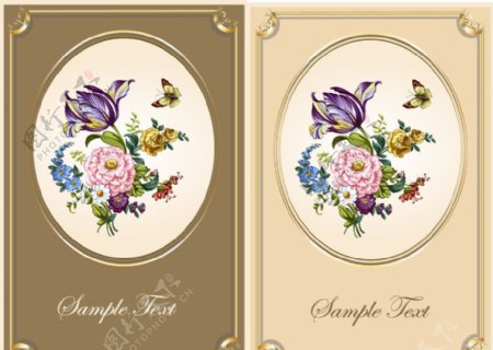 梦幻古典花纹花朵蝴蝶边框相框图片