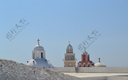 希腊屋顶风景图片