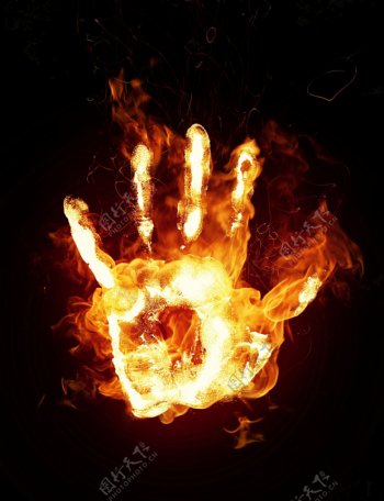火焰燃烧的手掌图片