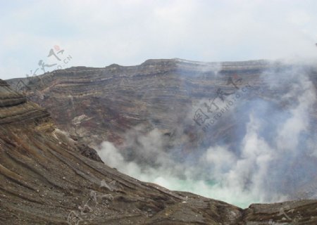 日本活火山侧景图片