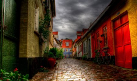 欧洲小镇街道小巷图片