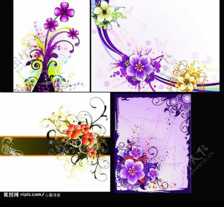 4款精美花朵花纹矢量素材图片