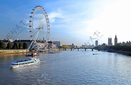 伦敦泰晤士河两岸风光图片