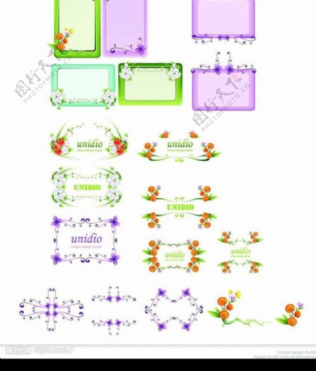 韩国花纹III183植物矢量花草边框二AI图片