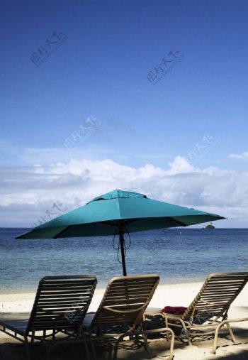 海滨的遮阳伞图片