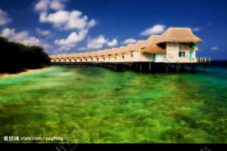 马尔代夫玉桂岛水上屋图片