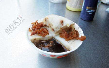 台灣小吃素食碗稞米粿醬汁菜圃图片