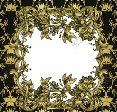 金色古典花纹花边边框图片